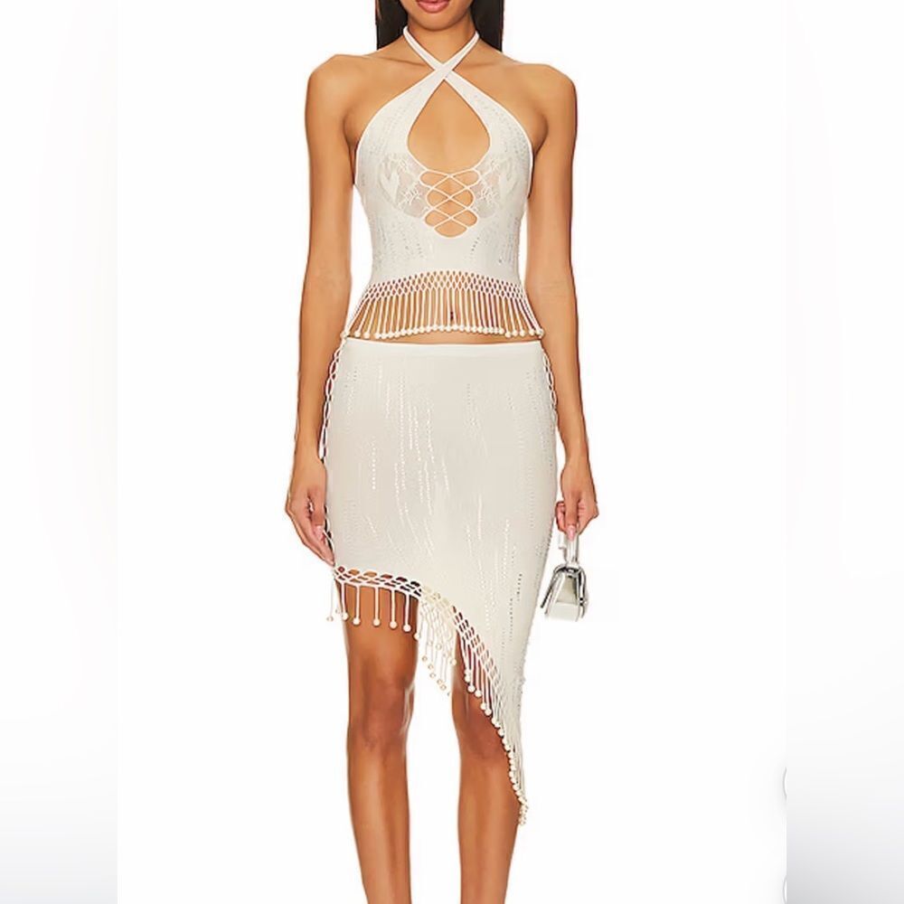 Poster Girl Revolve Arista Skirt And Top Set Shapewear In Oyster One Size